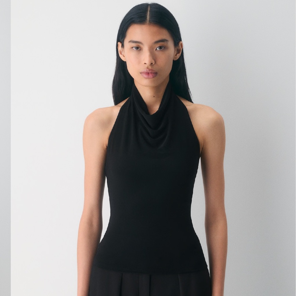 Aritzia Black Cowl Neck Halter Top